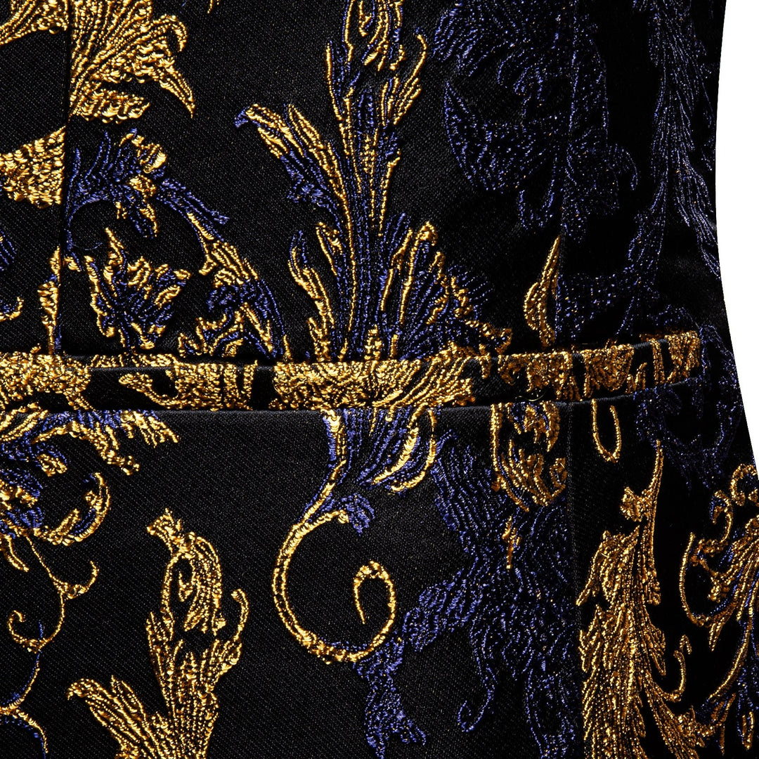 Simon Von Men's Dress Party Blue Gold Paisley Suit Jacket Slim One Button Stylish Blazer-XX-0108 - SimonVon Shop