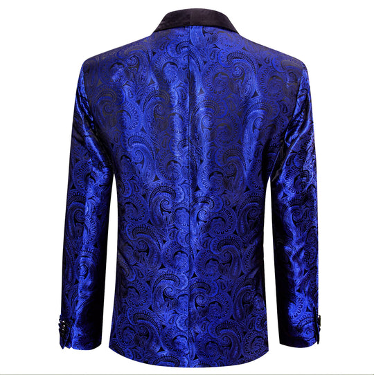 Simon Von Men's Dress Party Cobalt Blue Floral Suit Jacket Slim One Button Stylish Blazer-XX-0018 - SimonVon Shop
