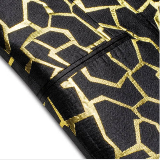 Simon Von Men's Gold Black Paisley Jacquard Blazer Elegant Banquet Wedding Jacket-XX-1011 - SimonVon Shop