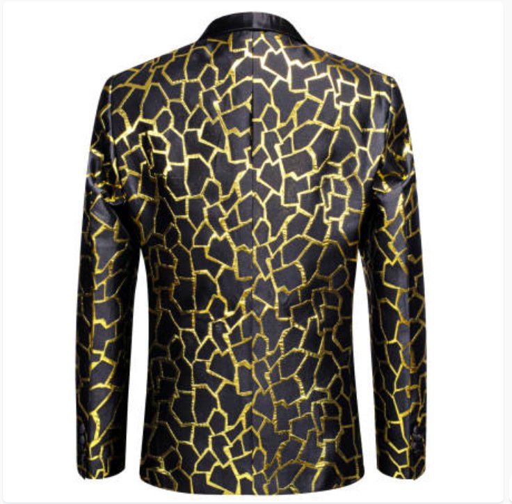 Simon Von Men's Gold Black Paisley Jacquard Blazer Elegant Banquet Wedding Jacket-XX-1011 - SimonVon Shop