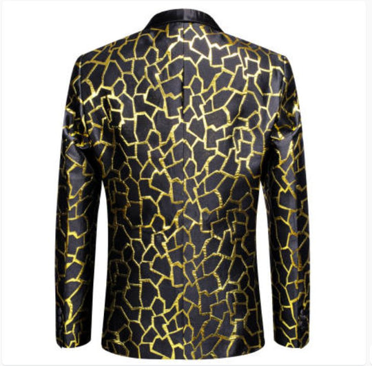 Simon Von Men's Gold Black Paisley Jacquard Blazer Elegant Banquet Wedding Jacket-XX-1011 - SimonVon Shop