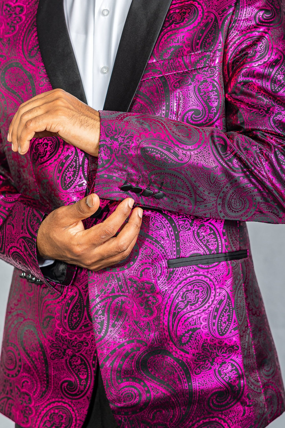 Simon Von Men's Shawl Collar Suit Byzantine Purple Paisley Silk Mens Slim Fit Business Suit XX-4011 - SimonVon Shop