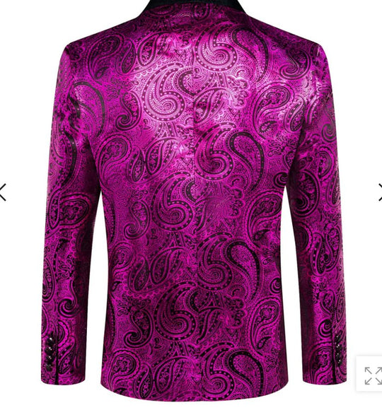 Simon Von Men's Shawl Collar Suit Byzantine Purple Paisley Silk Mens Slim Fit Business Suit XX-4011 - SimonVon Shop