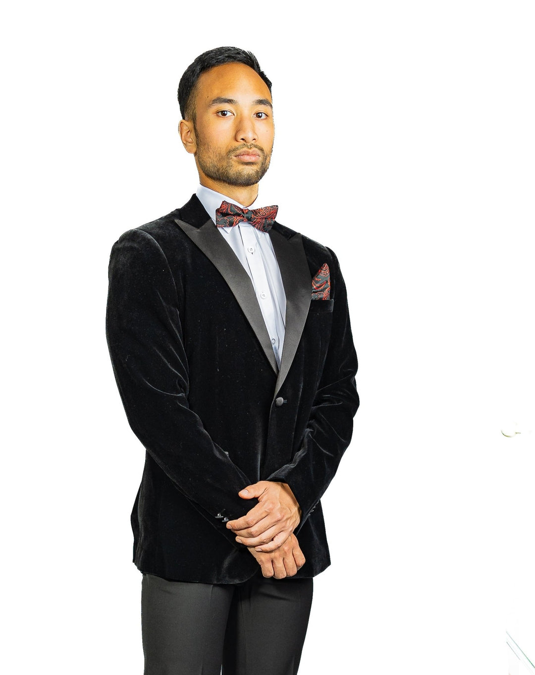 Simon Von Men's Suit Classic Black Solid Silk Peak Collar Blazer Suit-XX-0059 - SimonVon Shop