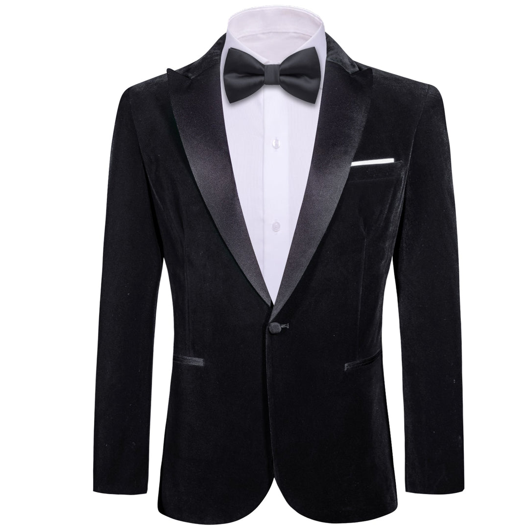Simon Von Men's Suit Classic Black Solid Silk Peak Collar Blazer Suit-XX-0059 - SimonVon Shop