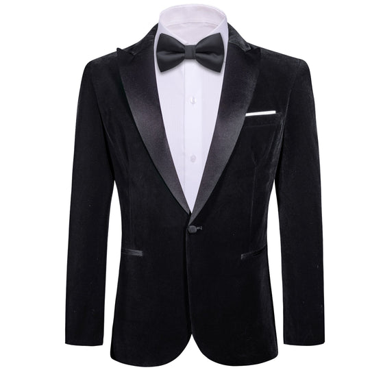 Simon Von Men's Suit Classic Black Solid Silk Peak Collar Blazer Suit-XX-0059 - SimonVon Shop