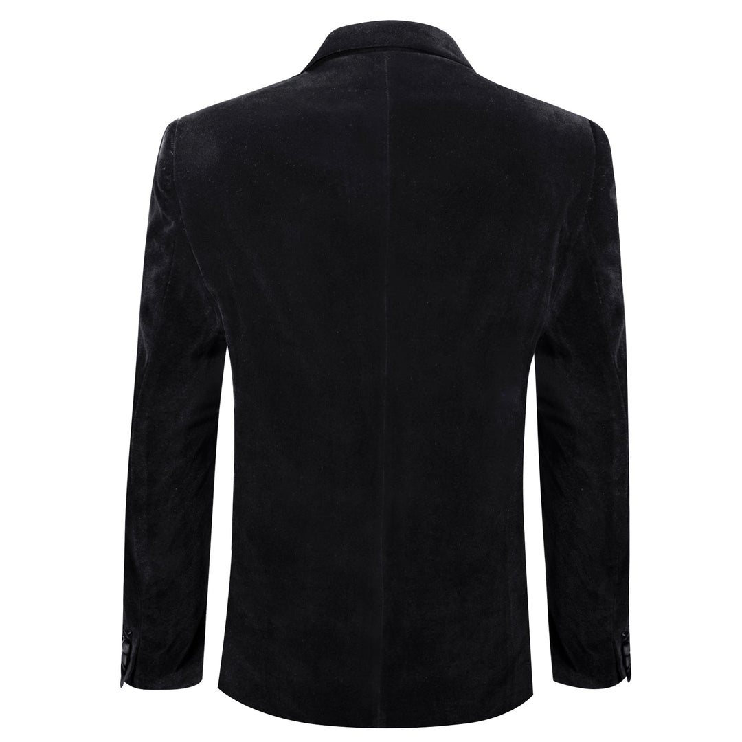 Simon Von Men's Suit Classic Black Solid Silk Peak Collar Blazer Suit-XX-0059 - SimonVon Shop