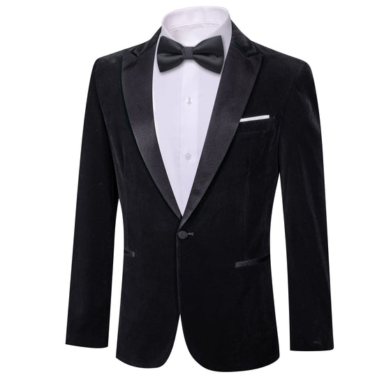 Simon Von Men's Suit Classic Black Solid Silk Peak Collar Blazer Suit-XX-0059 - SimonVon Shop