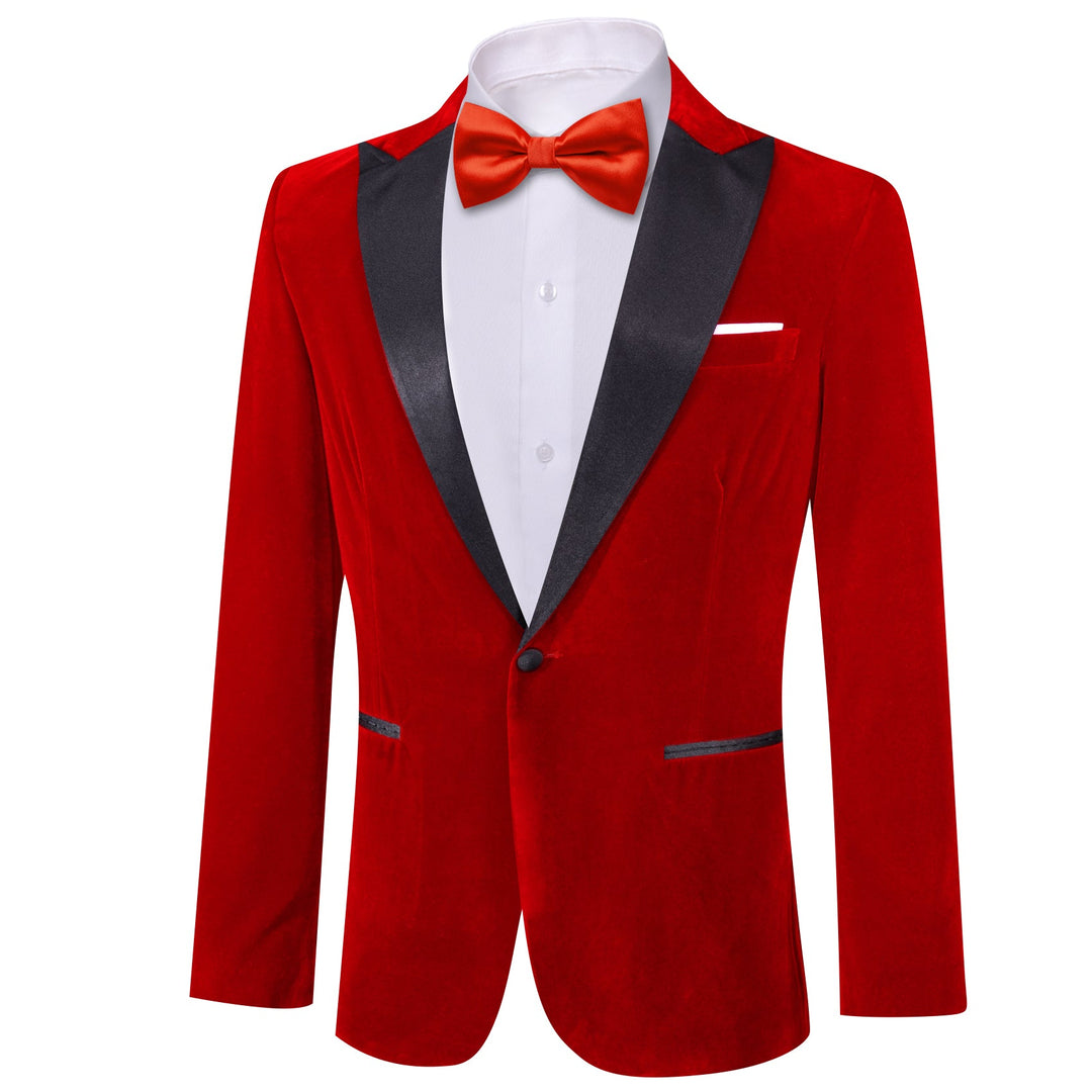 Simon Von Men's Suit Fire Brick Red Solid Silk Peak Collar Blazer Suit-XX-0058 - SimonVon Shop