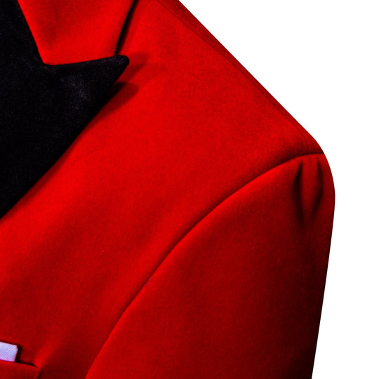 Simon Von Men's Suit Fire Brick Red Solid Silk Peak Collar Blazer Suit-XX-0058 - SimonVon Shop