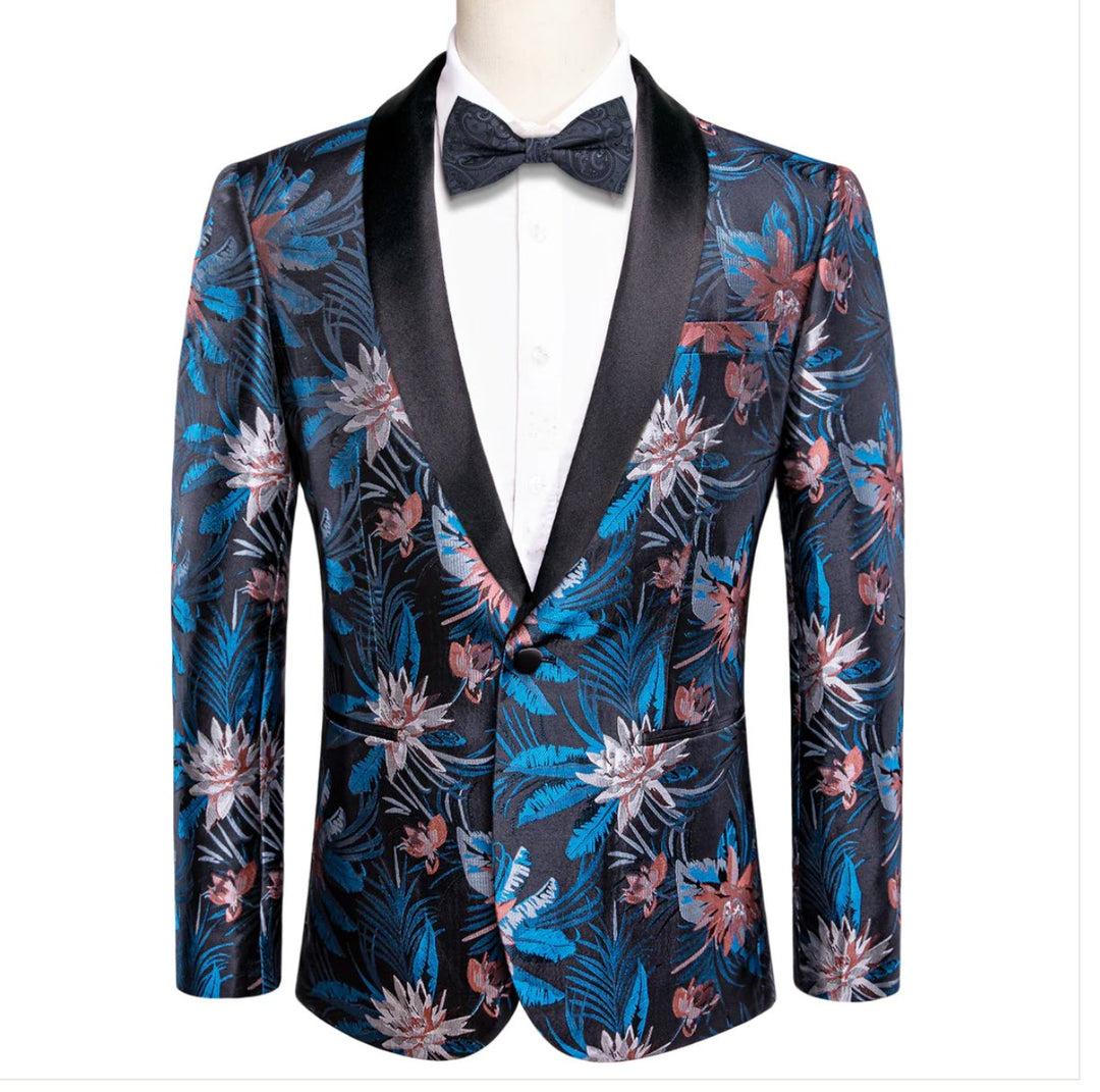 Simon Von New Luxury Blue Pink White Floral Men's Blazer -XX-1006 - SimonVon Shop