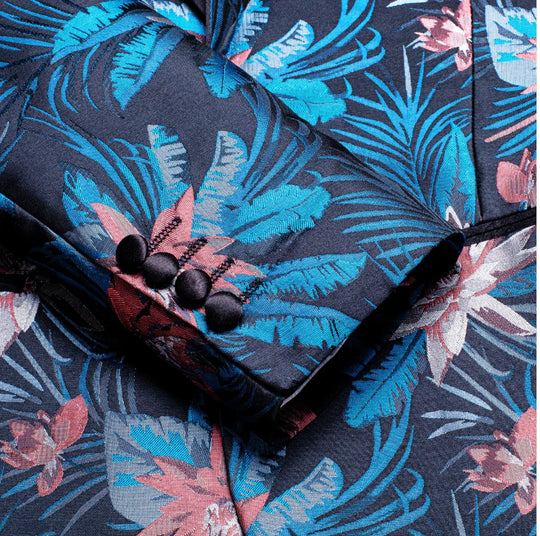 Simon Von New Luxury Blue Pink White Floral Men's Blazer -XX-1006 - SimonVon Shop