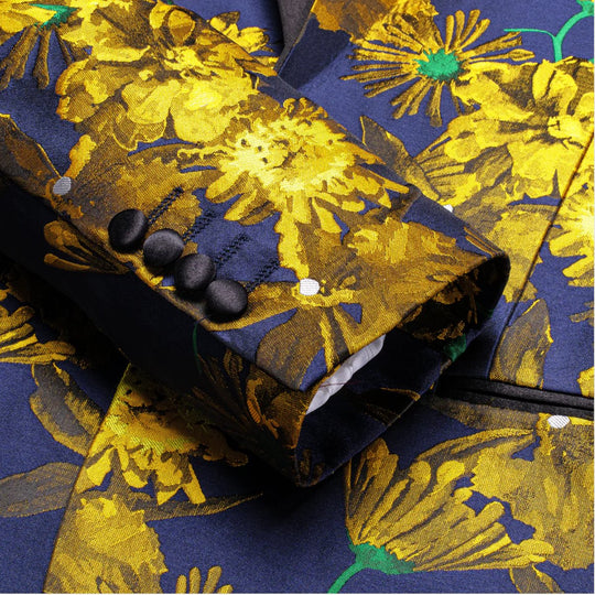 Simon Von New Luxury Golden Champagne Floral Men's Blazer-XX-1013 - SimonVon Shop