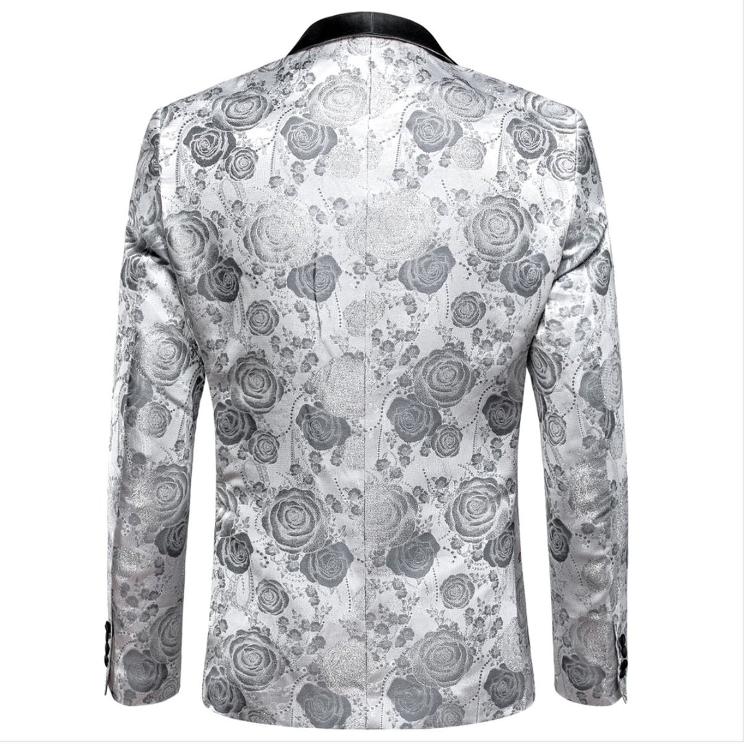 Simon Von New Luxury Grey White Floral Men's Blazer-XX-1007 - SimonVon Shop