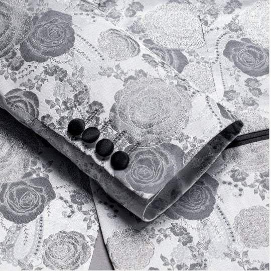 Simon Von New Luxury Grey White Floral Men's Blazer-XX-1007 - SimonVon Shop