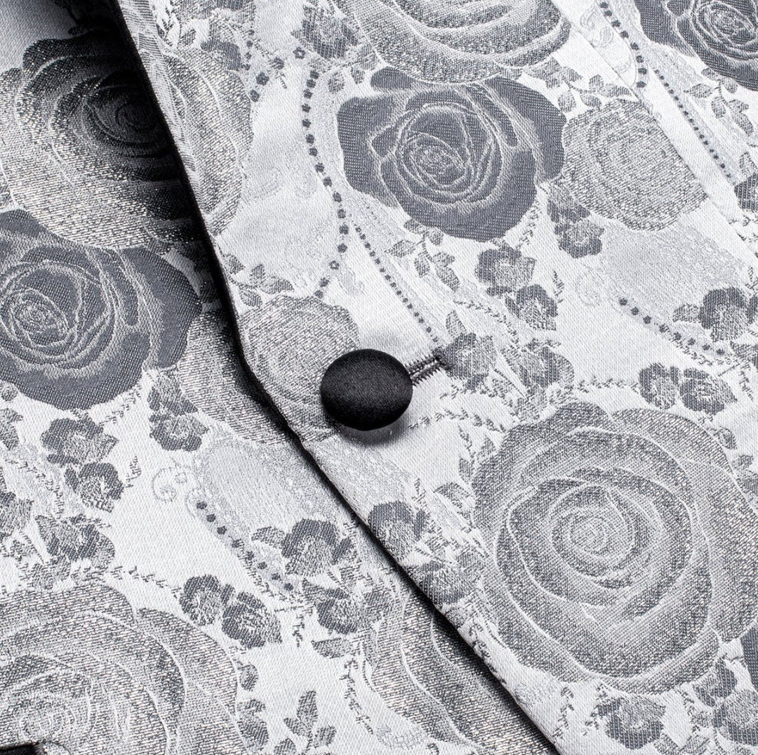 Simon Von New Luxury Grey White Floral Men's Blazer-XX-1007 - SimonVon Shop