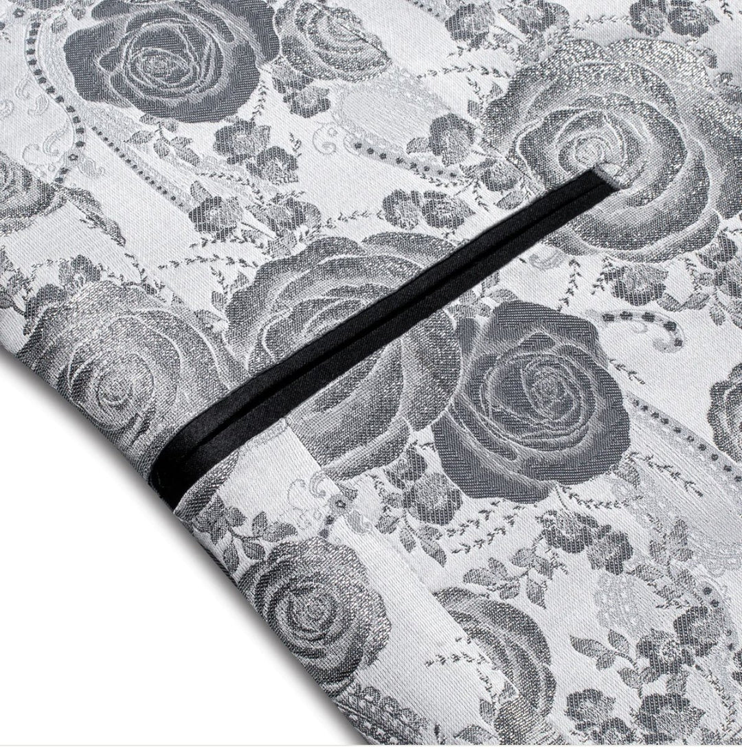 Simon Von New Luxury Grey White Floral Men's Blazer-XX-1007 - SimonVon Shop