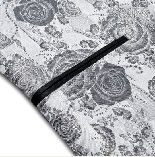 Simon Von New Luxury Grey White Floral Men's Blazer-XX-1007 - SimonVon Shop