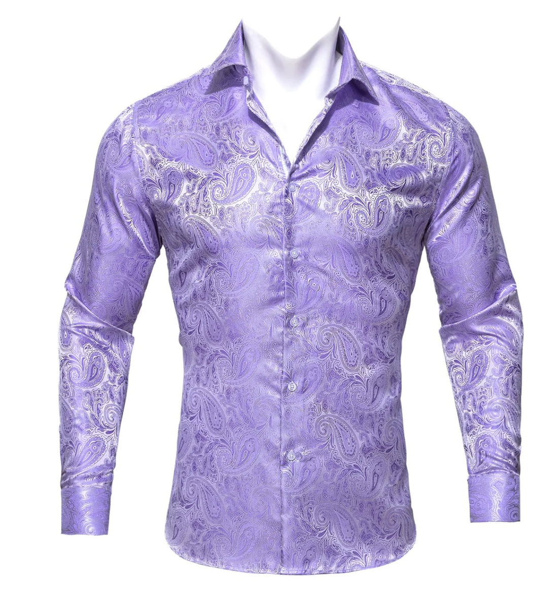 Simon Von New Purple Paisley Silk Shirt -CY-0423 - SimonVon Shop