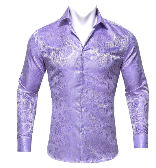 Simon Von New Purple Paisley Silk Shirt -CY-0423 - SimonVon Shop