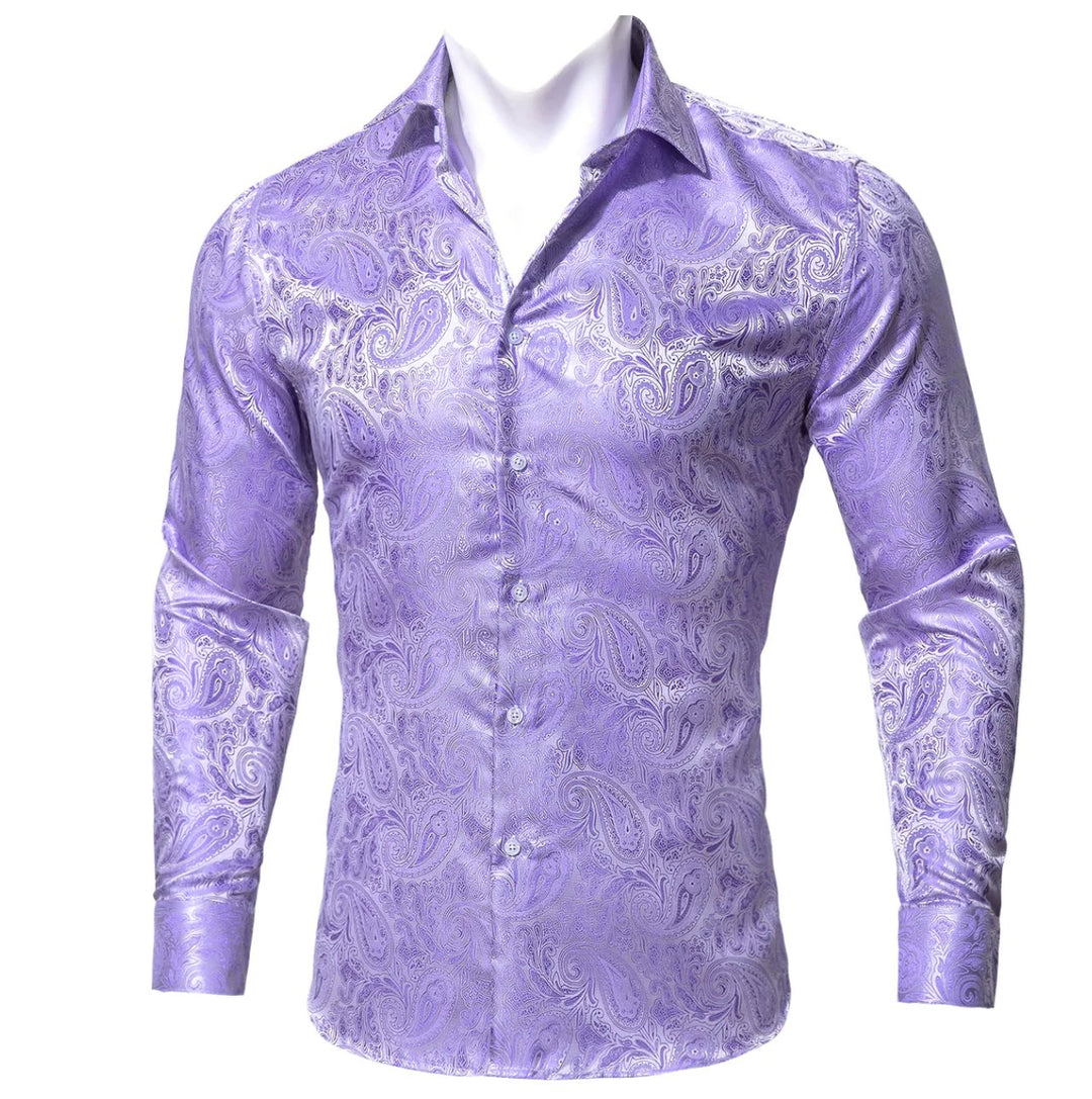 Simon Von New Purple Paisley Silk Shirt -CY-0423 - SimonVon Shop