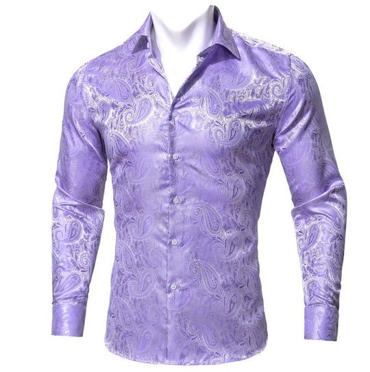 Simon Von New Purple Paisley Silk Shirt -CY-0423 - SimonVon Shop