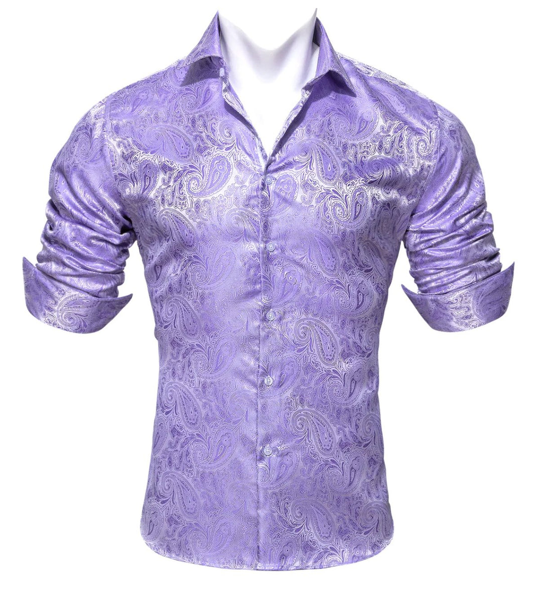 Simon Von New Purple Paisley Silk Shirt -CY-0423 - SimonVon Shop