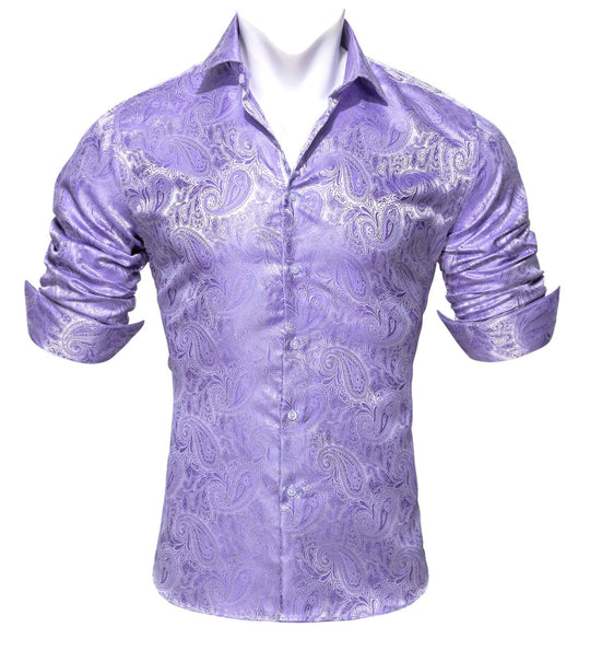 Simon Von New Purple Paisley Silk Shirt -CY-0423 - SimonVon Shop