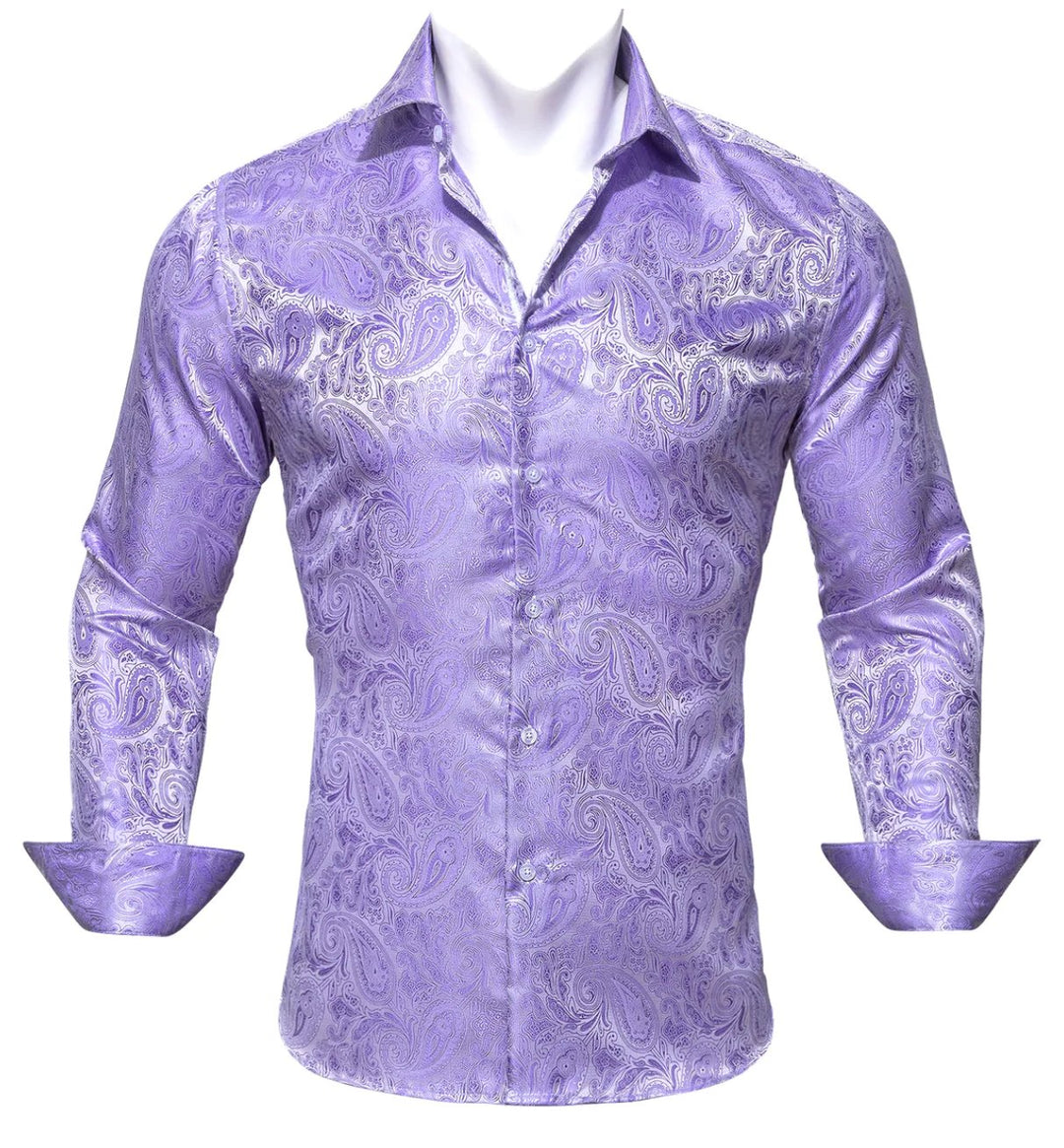 Simon Von New Purple Paisley Silk Shirt -CY-0423 - SimonVon Shop