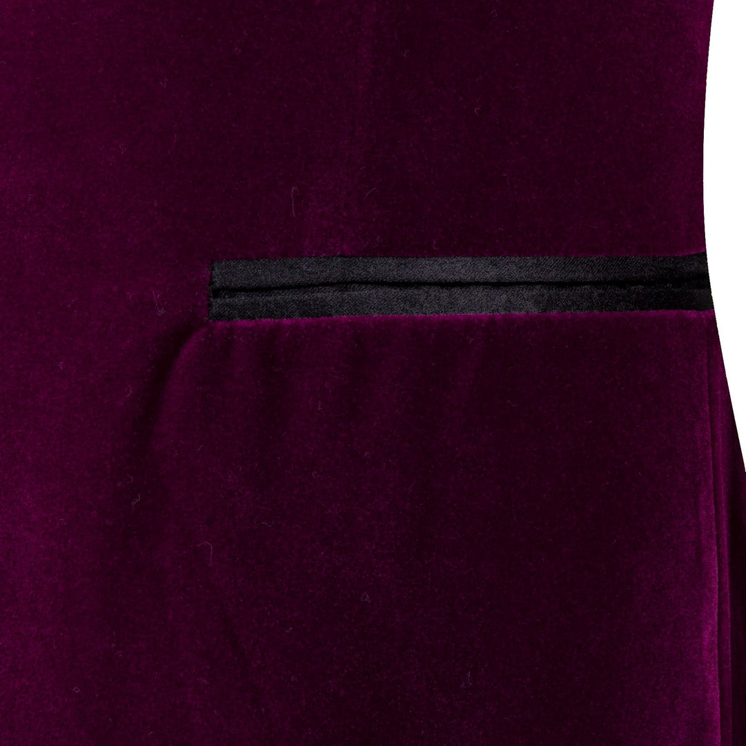 Simon Von Peak Collar Suit Plum Purple Solid Slim Men's Silk Suit-XX-0051 - SimonVon Shop