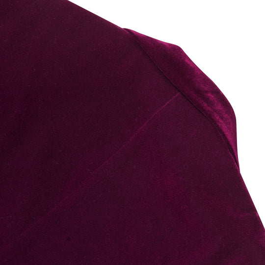 Simon Von Peak Collar Suit Plum Purple Solid Slim Men's Silk Suit-XX-0051 - SimonVon Shop