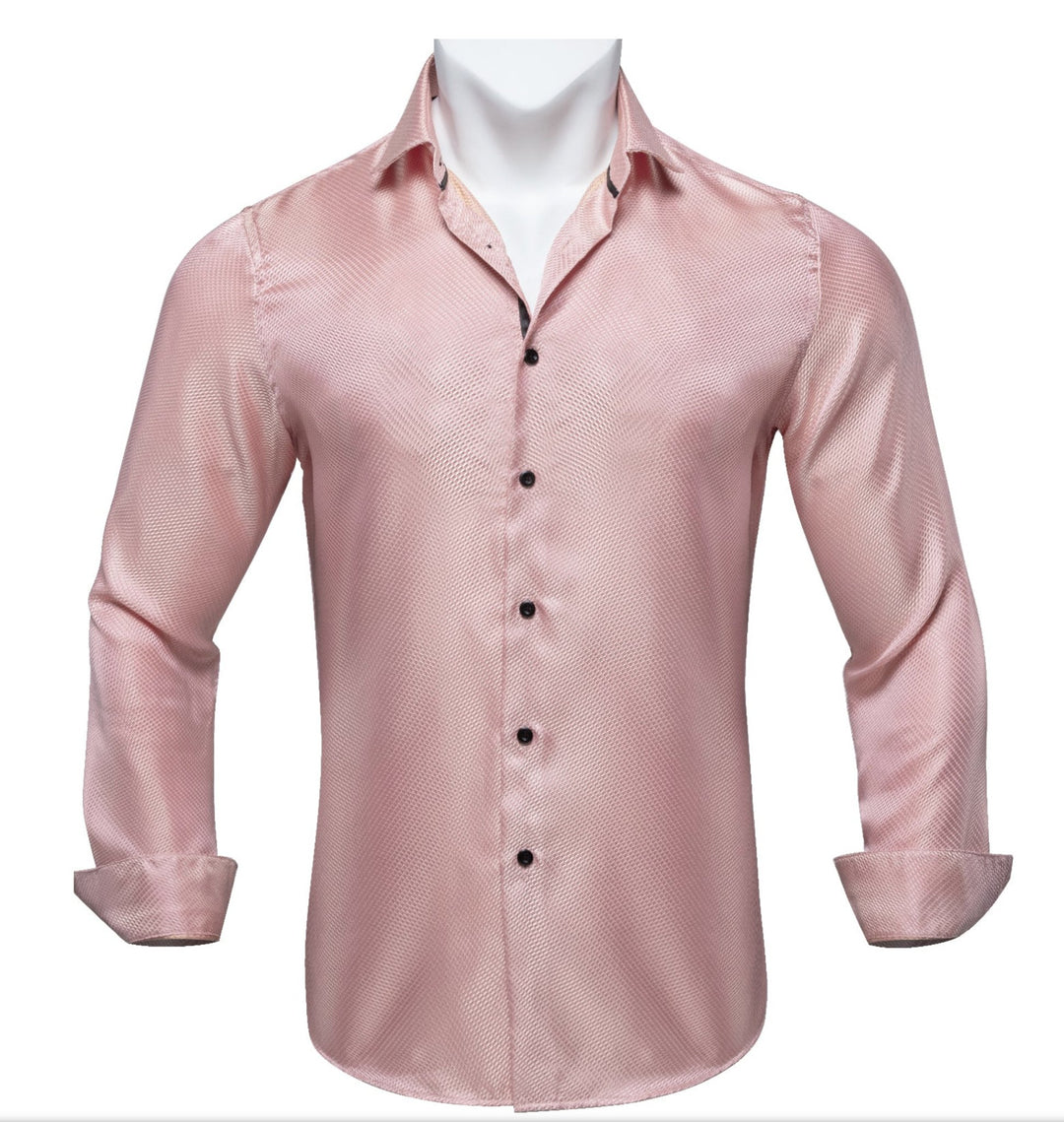 SIMON VON PINK SOLID SILK MEN'S SHIRT-CY2013 - SimonVon Shop