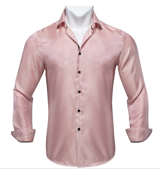 SIMON VON PINK SOLID SILK MEN'S SHIRT-CY2013 - SimonVon Shop
