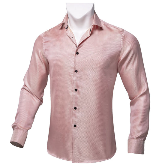 SIMON VON PINK SOLID SILK MEN'S SHIRT-CY2013 - SimonVon Shop