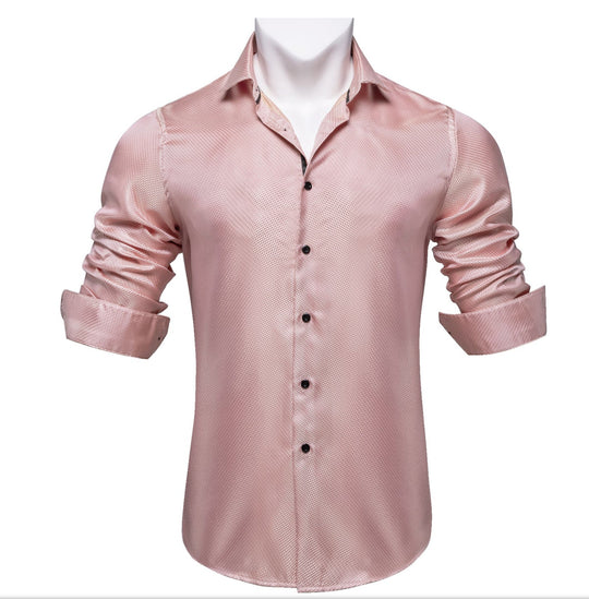 SIMON VON PINK SOLID SILK MEN'S SHIRT-CY2013 - SimonVon Shop
