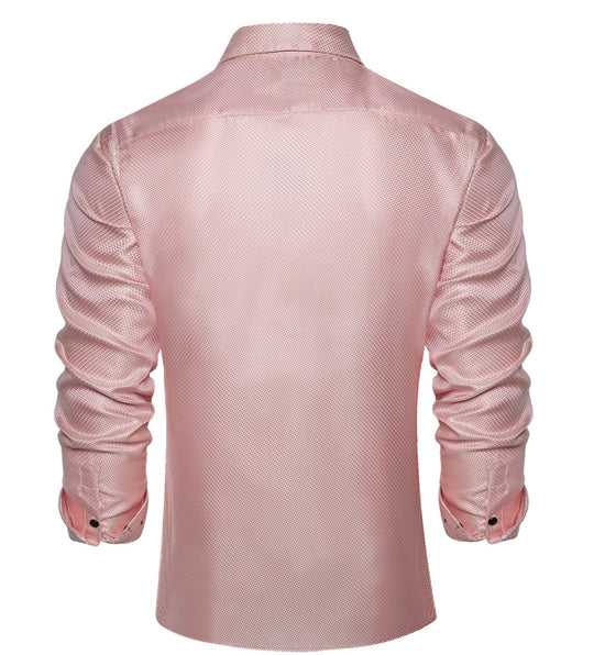 SIMON VON PINK SOLID SILK MEN'S SHIRT-CY2013 - SimonVon Shop