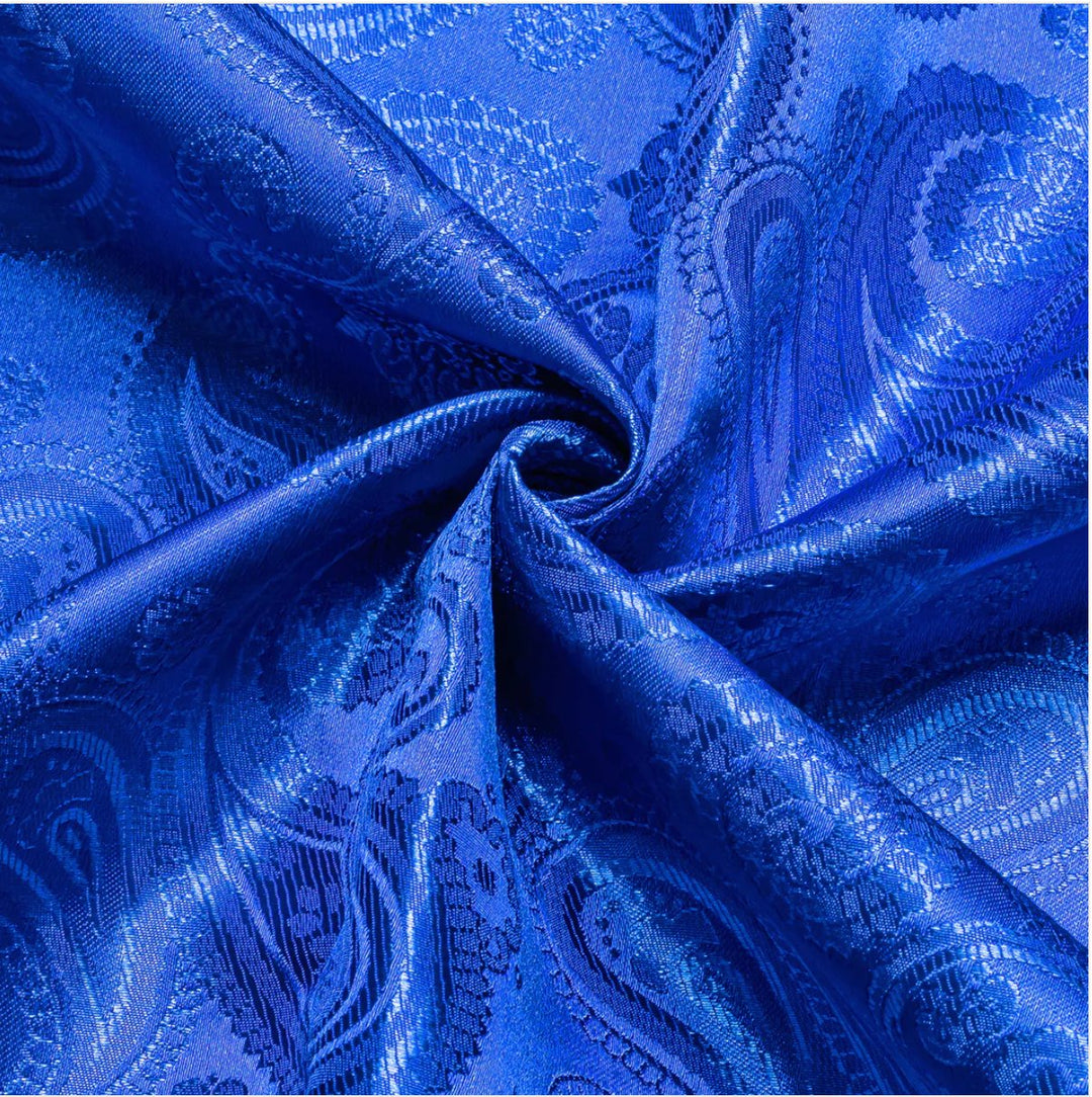 Simon Von Royal Blue Paisley Silk Men's Long Sleeve Shirt -CY-1618 - SimonVon Shop