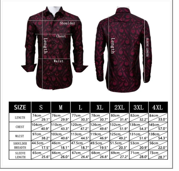 Simon Von Royal Blue Paisley Silk Men's Long Sleeve Shirt -CY-1618 - SimonVon Shop