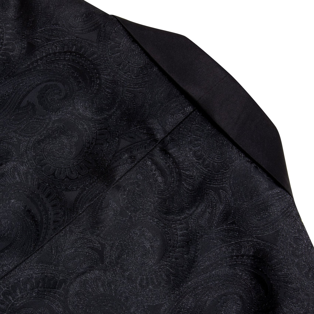 Simon Von Wedding Suit Black Paisley Jacquard Blazer - XX-0021 - SimonVon Shop