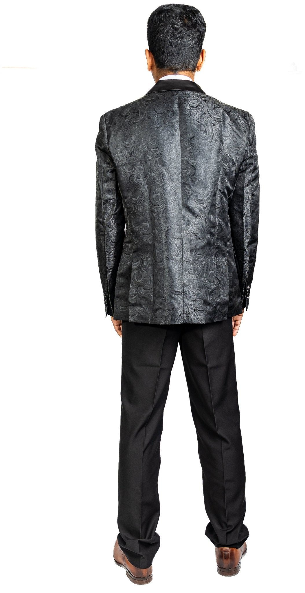 Simon Von Wedding Suit Black Paisley Jacquard Blazer-XX-0021 - SimonVon Shop