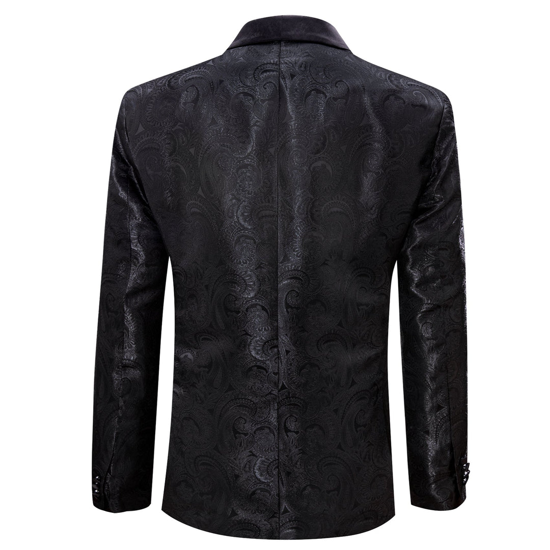 Simon Von Wedding Suit Black Paisley Jacquard Blazer - XX-0021 - SimonVon Shop