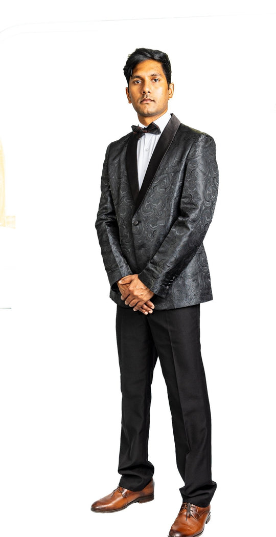 Simon Von Wedding Suit Black Paisley Jacquard Blazer-XX-0021 - SimonVon Shop