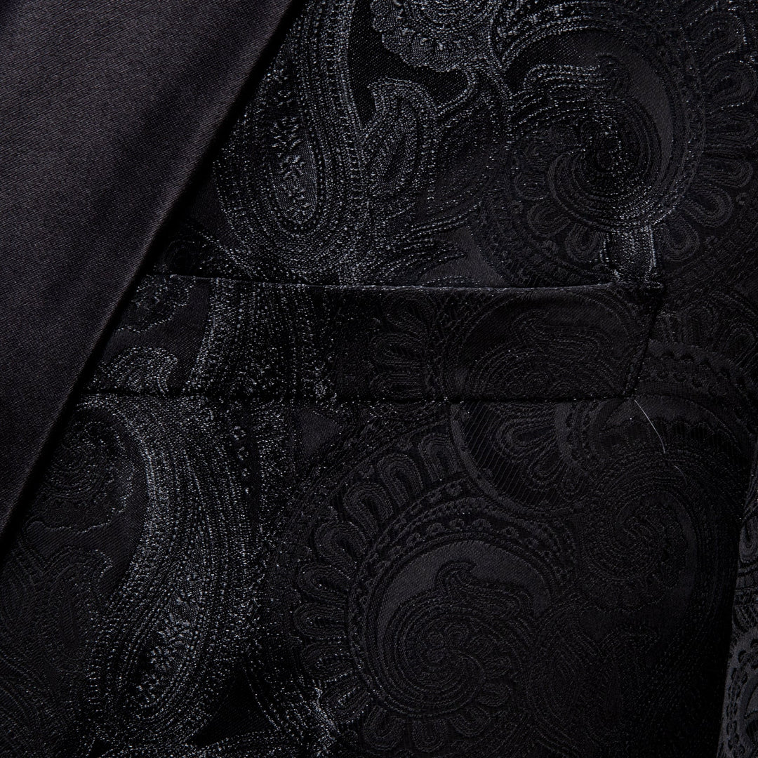 Simon Von Wedding Suit Black Paisley Jacquard Blazer - XX-0021 - SimonVon Shop