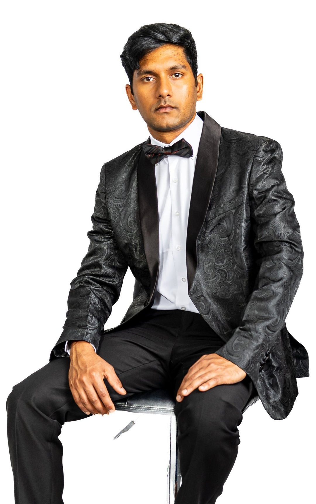 Simon Von Wedding Suit Black Paisley Jacquard Blazer-XX-0021 - SimonVon Shop