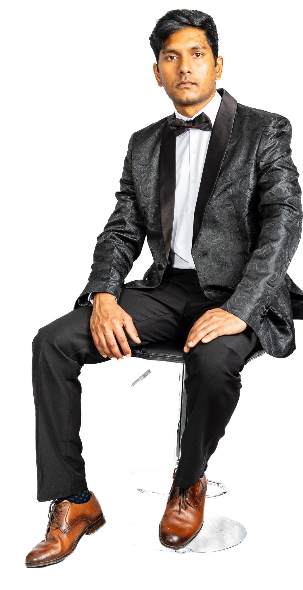 Simon Von Wedding Suit Black Paisley Jacquard Blazer-XX-0021 - SimonVon Shop