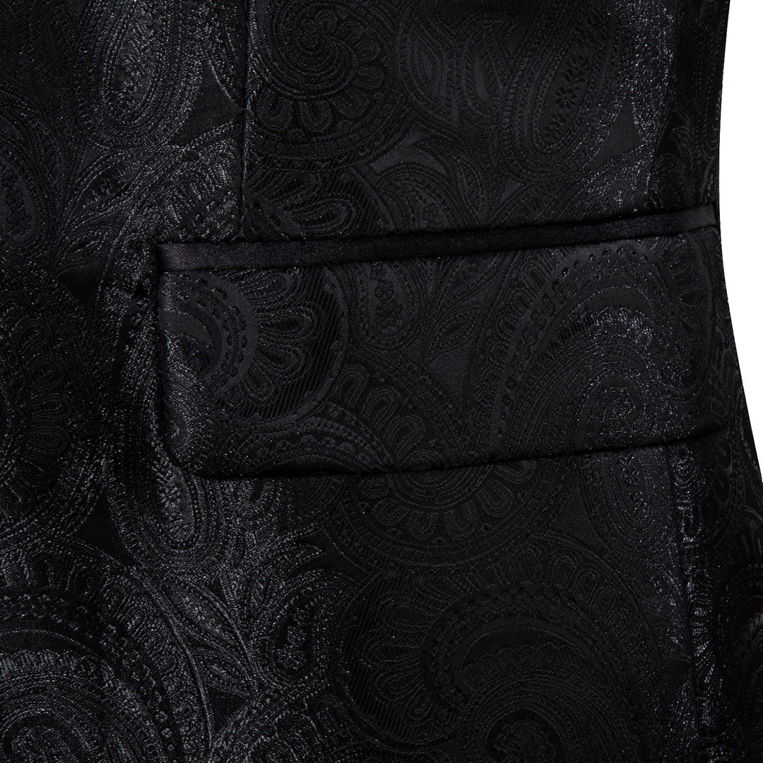 Simon Von Wedding Suit Black Paisley Jacquard Blazer-XX-0021 - SimonVon Shop