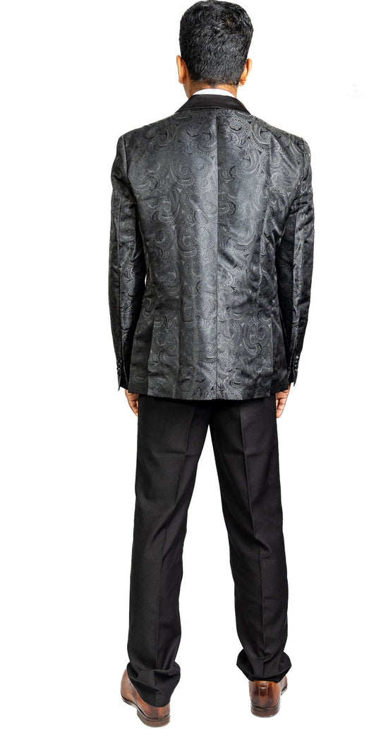 Simon Von Wedding Suit Black Paisley Jacquard Blazer-XX-0021 - SimonVon Shop