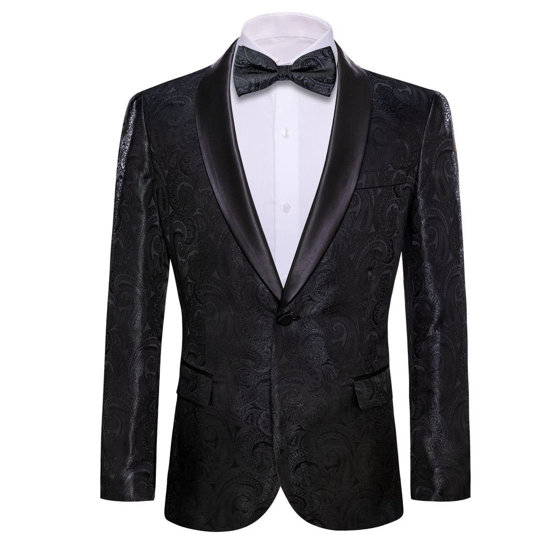 Simon Von Wedding Suit Black Paisley Jacquard Blazer - XX-0021 - SimonVon Shop