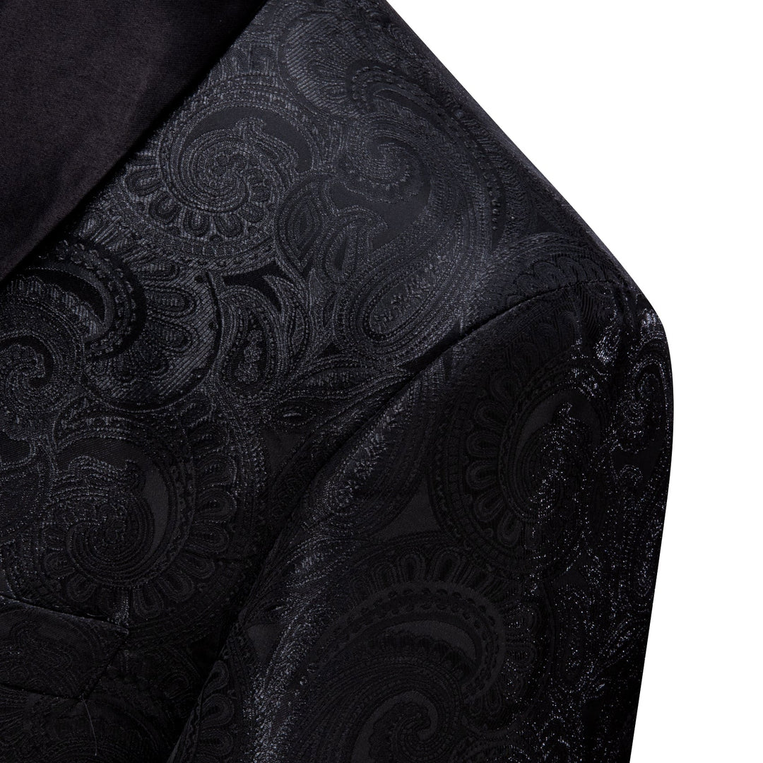 Simon Von Wedding Suit Black Paisley Jacquard Blazer - XX-0021 - SimonVon Shop