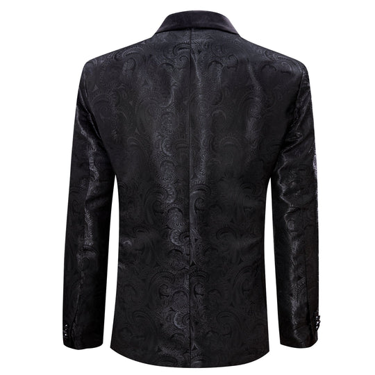 Simon Von Wedding Suit Black Paisley Jacquard Blazer-XX-0021 - SimonVon Shop